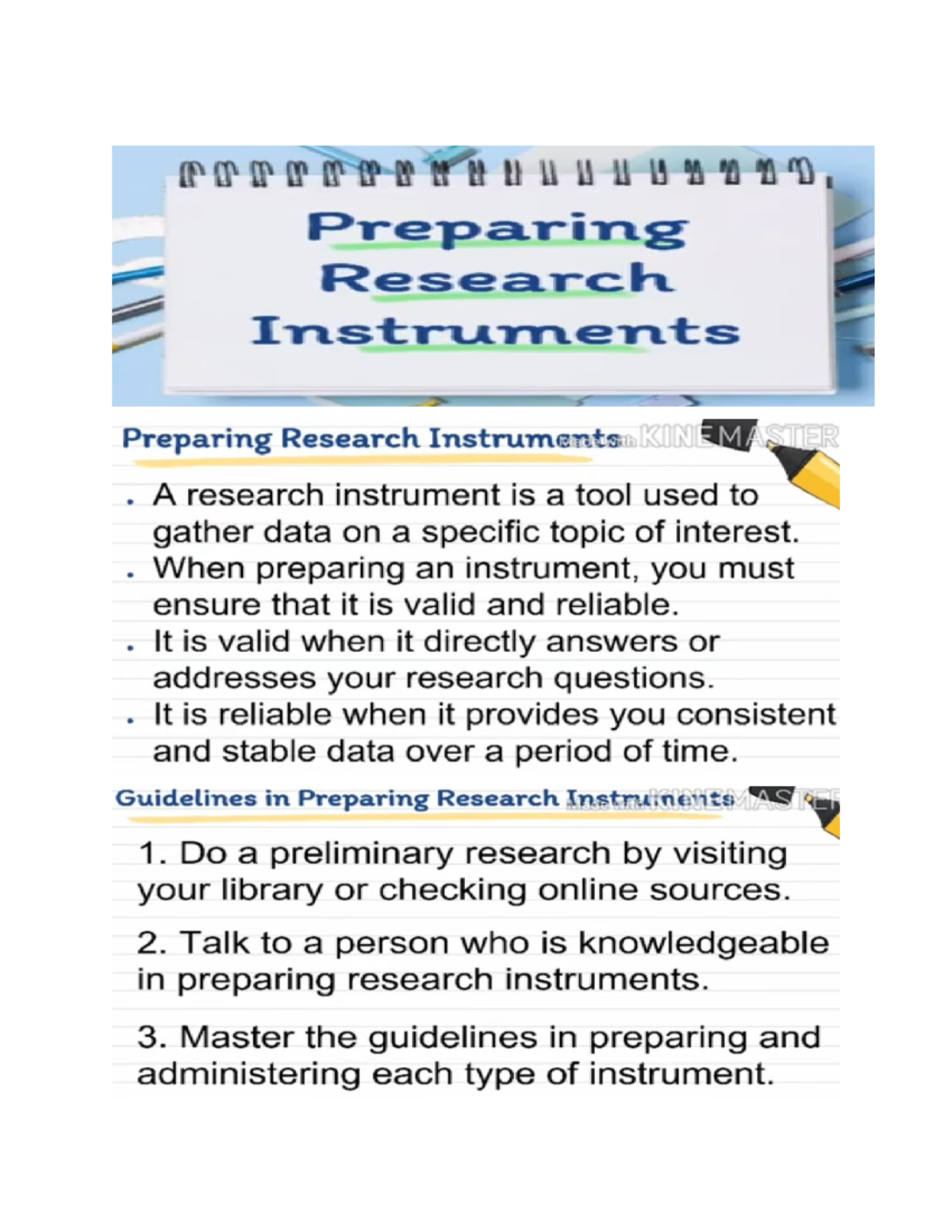 Research Instruments Preparation Guide for MA Students - Studocu
