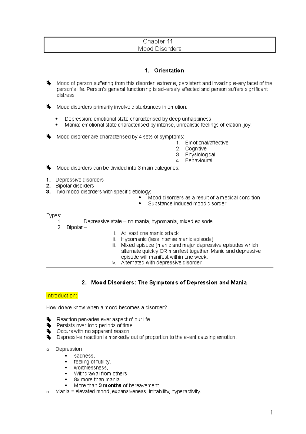 PYC3702 Chapter 11: Understanding Mood Disorders and Their Symptoms ...