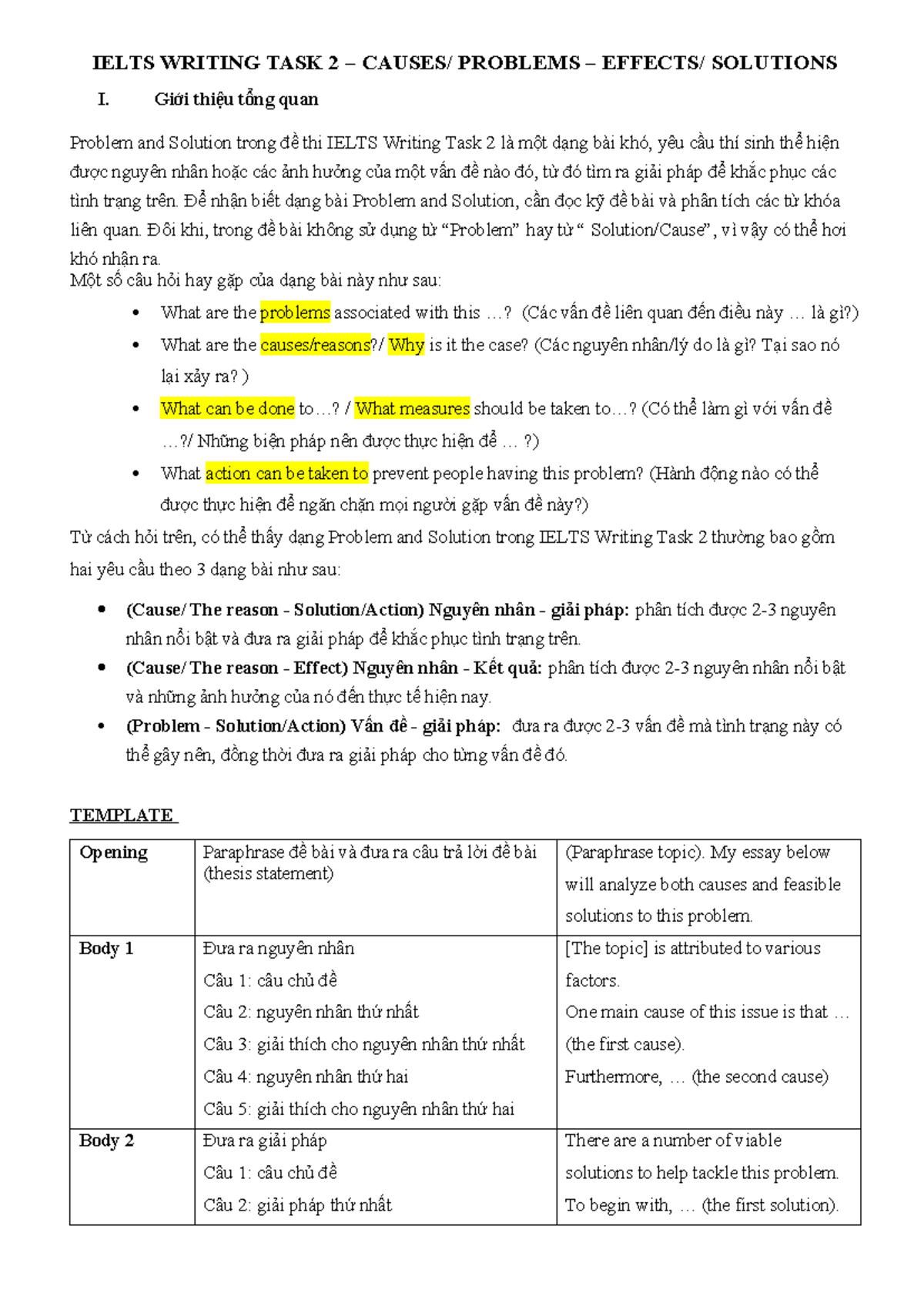 IELTS Writing Task 2: Problem and Solution Strategies - Studocu