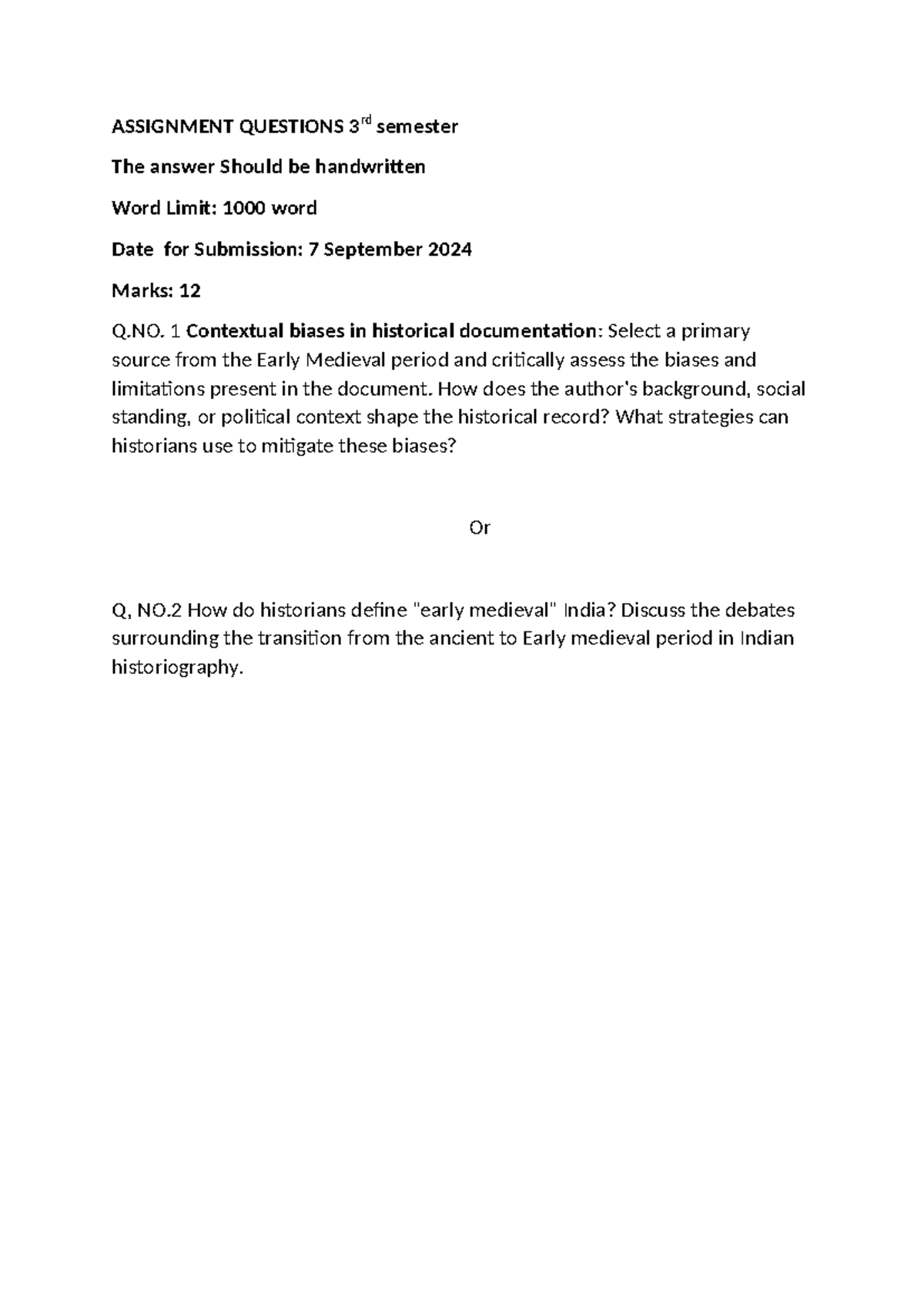 Assignment Questions 3rd semester - ASSIGNMENT QUESTIONS 3 rd semester ...