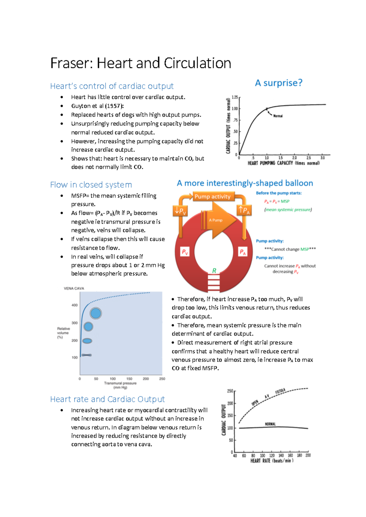 HOM Revision Notes 6 - Heart and Cardiac Output Control - Studocu