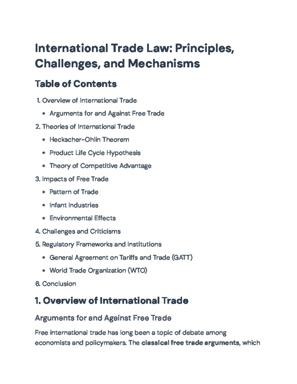 International Trade Law: Principles, Impacts, and Challenges Analysis ...