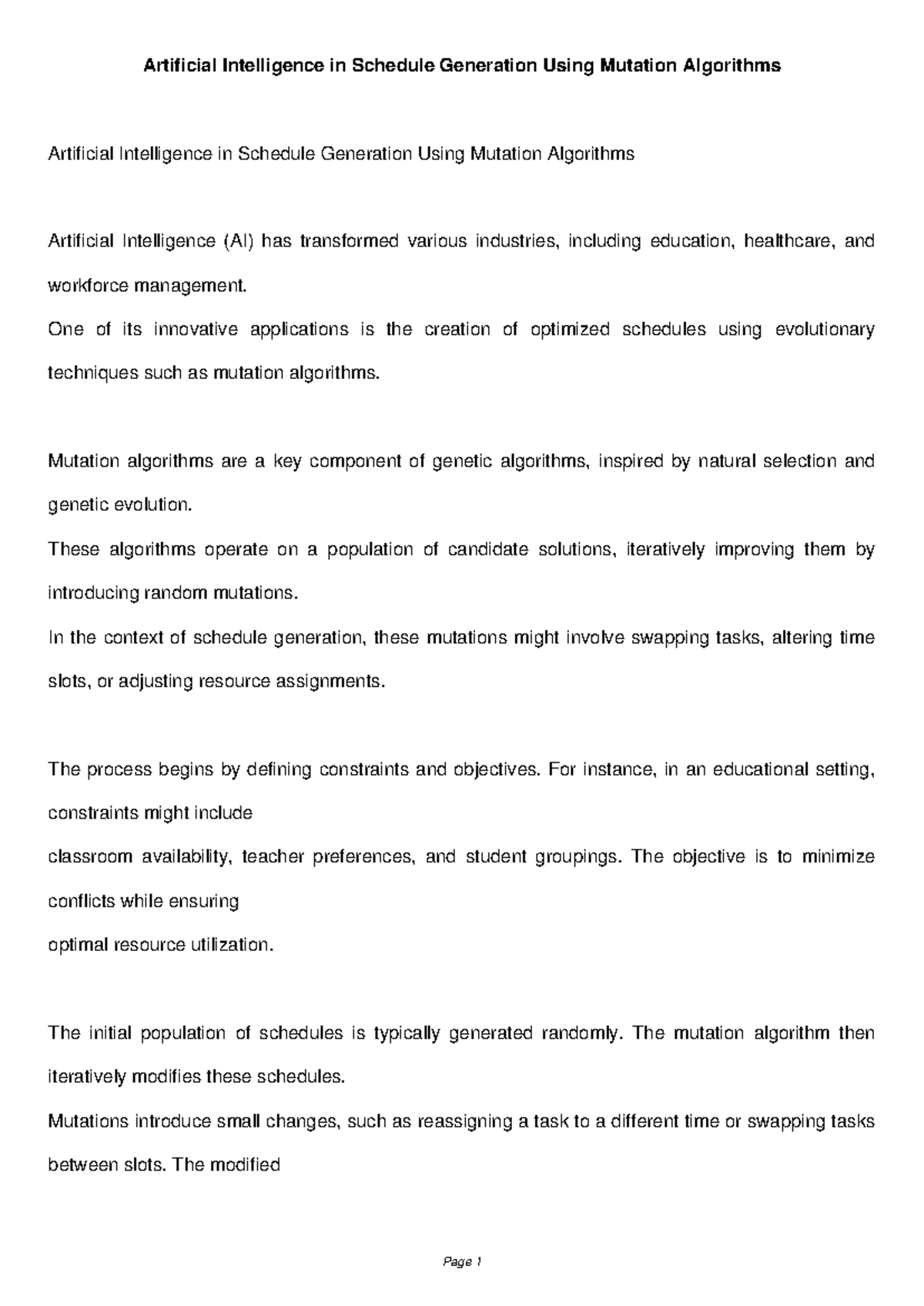 AI Schedule Generation - One of its innovative applications is the ...