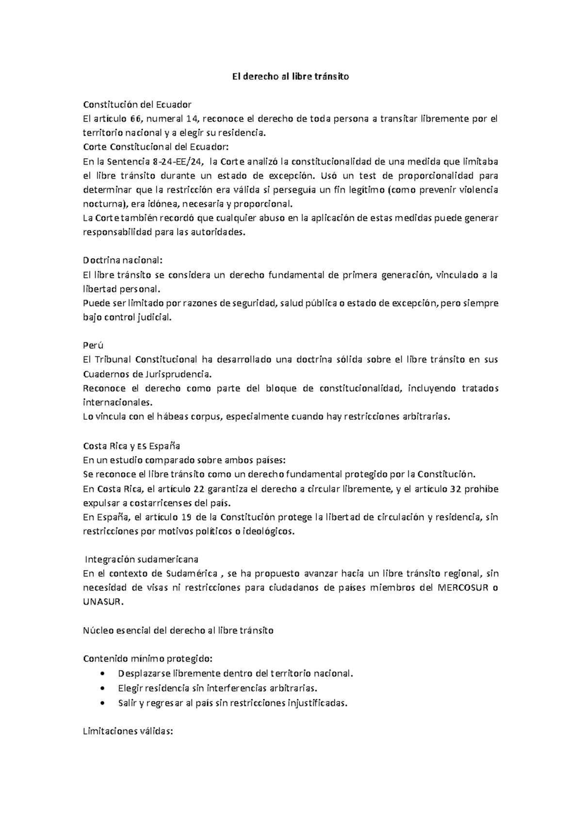 Derecho al Libre Tránsito en Ecuador: Análisis Constitucional y ...