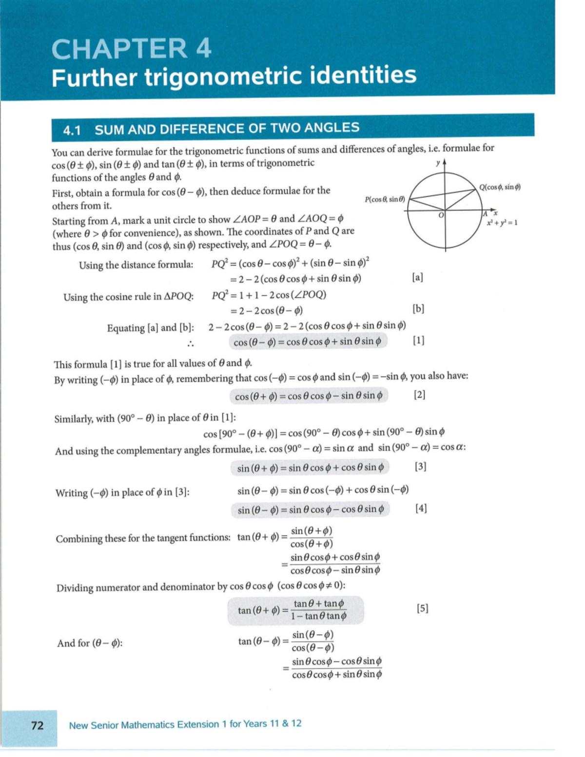 CHAPTER 4 Further Trigonometric Identities and Formulas - Studocu