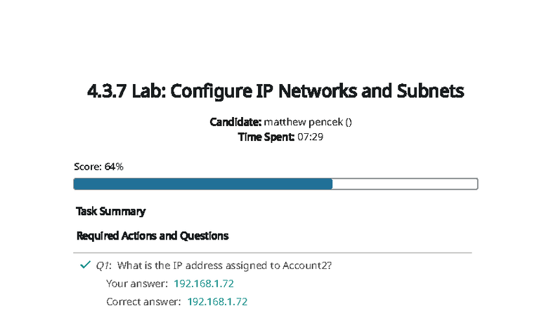 Lab: Configure IP Networks and Subnets for CompTIA Networking - Studocu