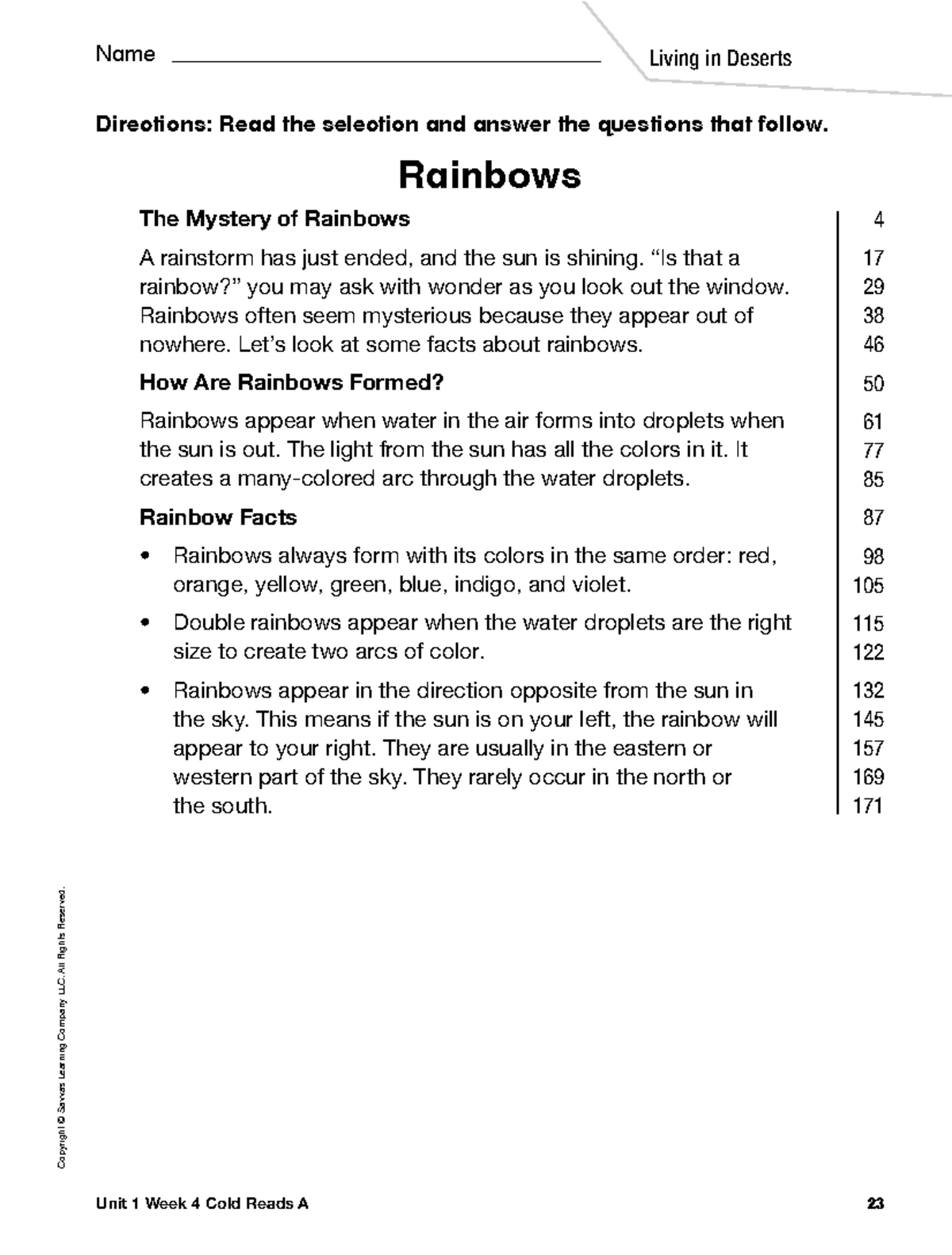 M V20 NA G3 U1 W4 Cold Reads: The Mystery of Rainbows - Studocu