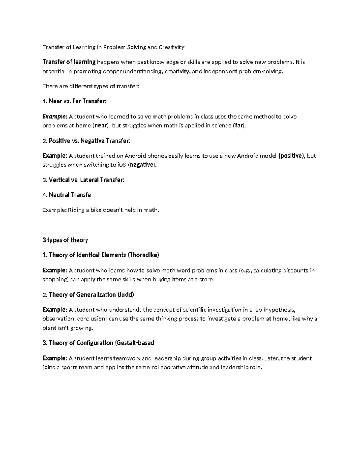 Transfer of Learning in Problem Solving and Creativity - WPS Office ...