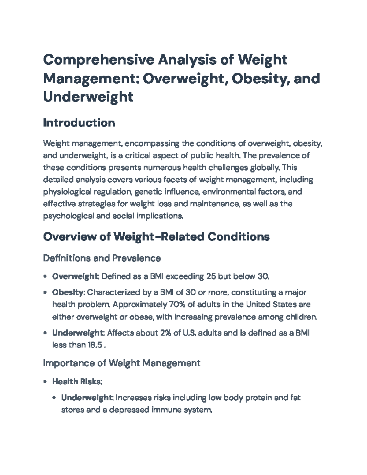 Weight Management Strategies: A Comprehensive Analysis of Obesity ...