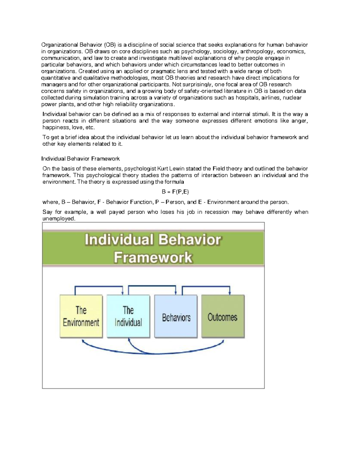 Organizational Behavior: Understanding Individual Actions in OB - Studocu
