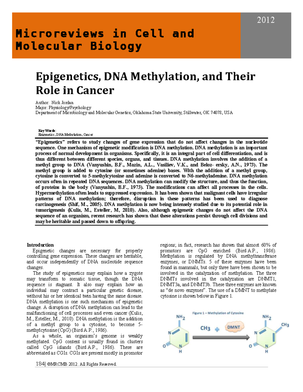 Microreviews in Cell and Molecular Biology: DNA Methylation & Cancer ...