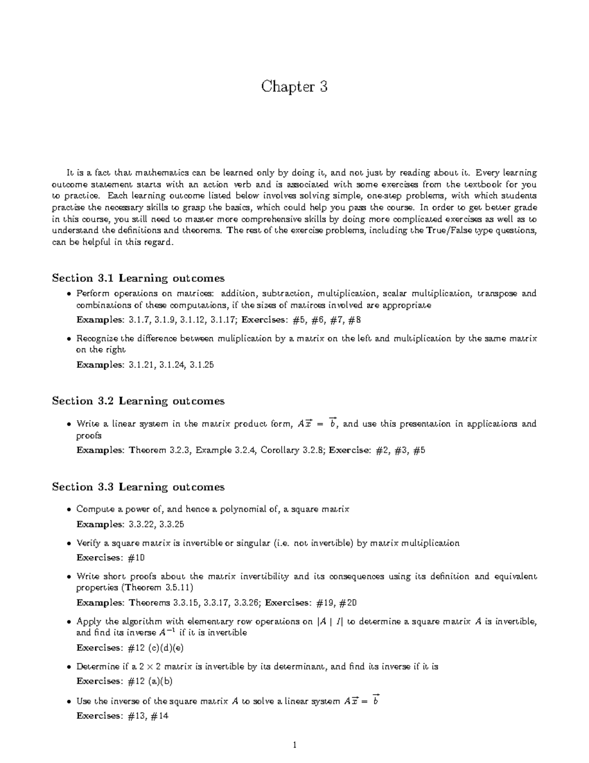 Mathematics Chapter 3: Matrix Operations and Properties - Studocu
