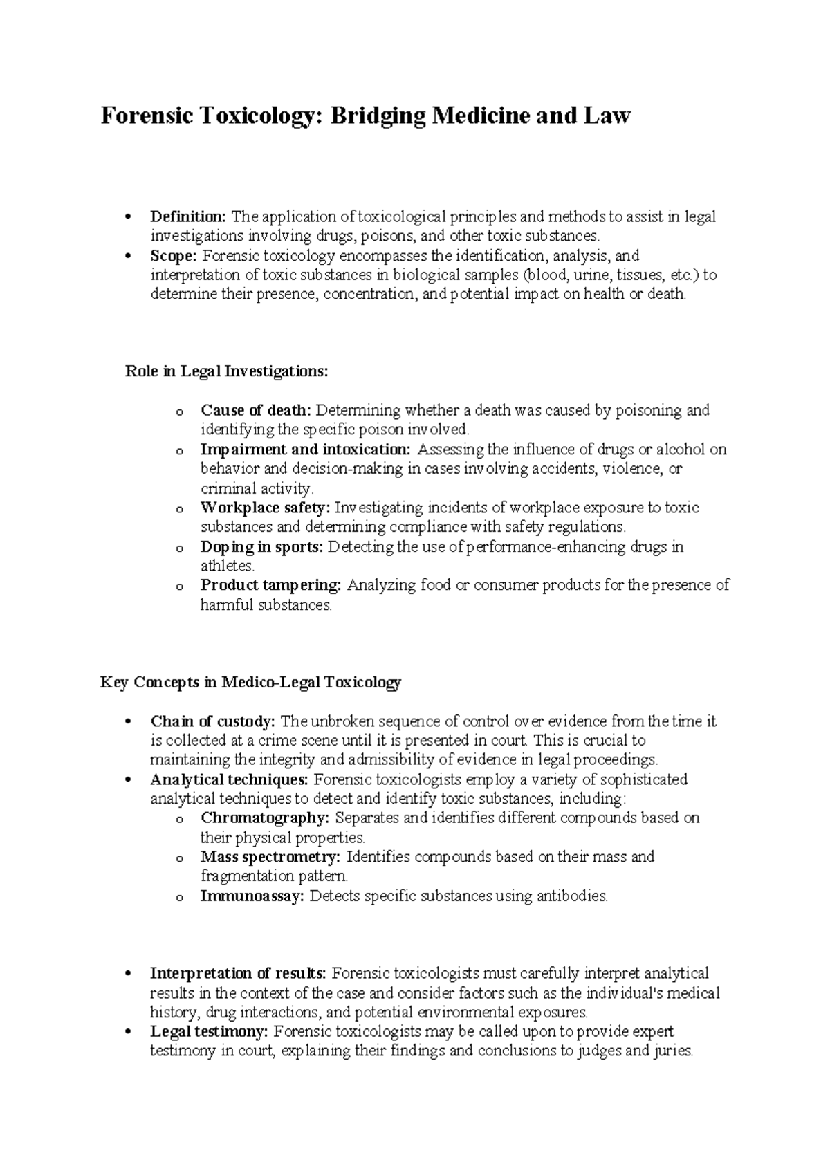 Forensic Toxicology: Bridging Medicine and Law in Legal Investigations ...