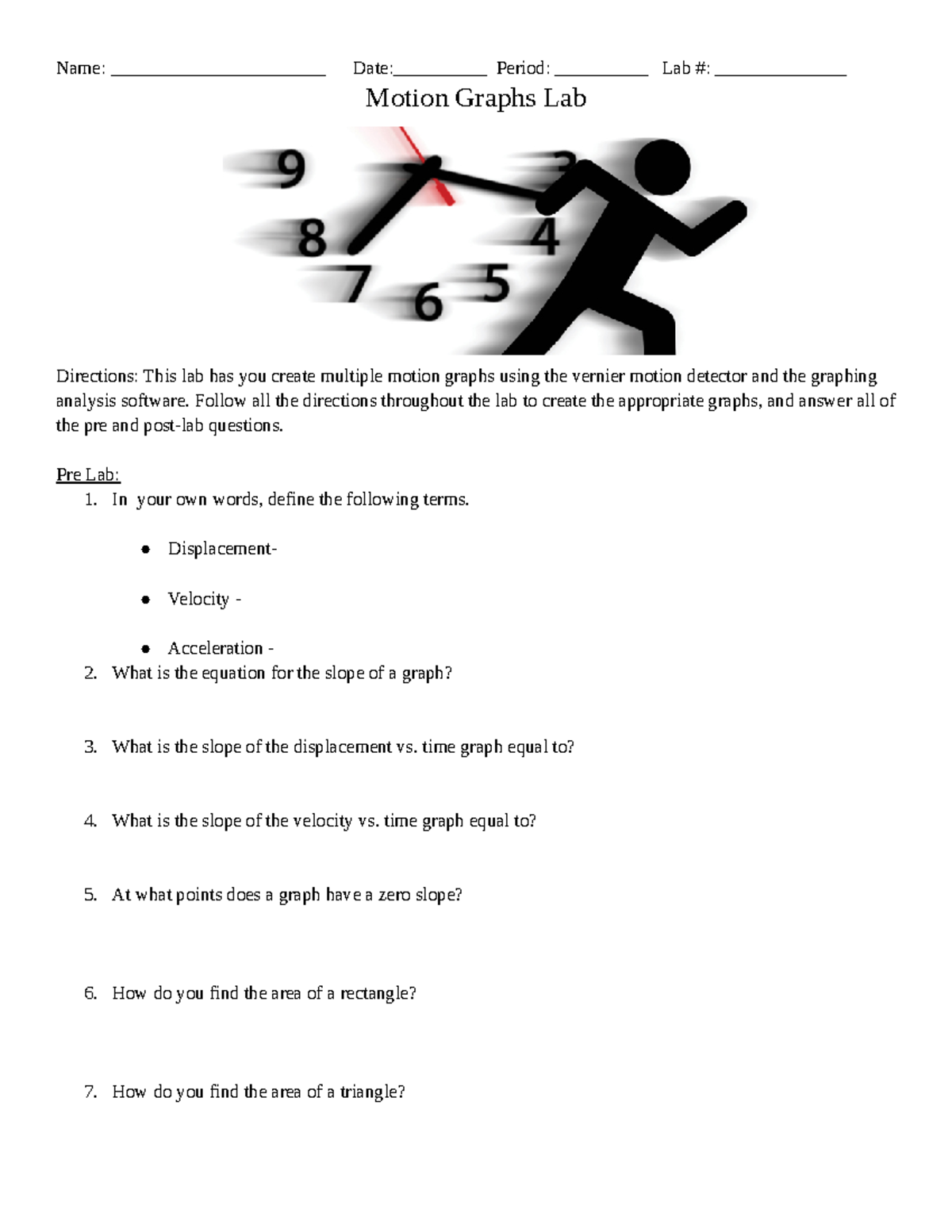 Motion Graphs Lab - Name: _______________________ Date ...