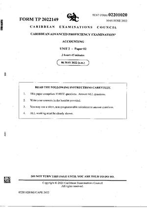 CAPE Pure Mathematics Unit 2 - Studocu