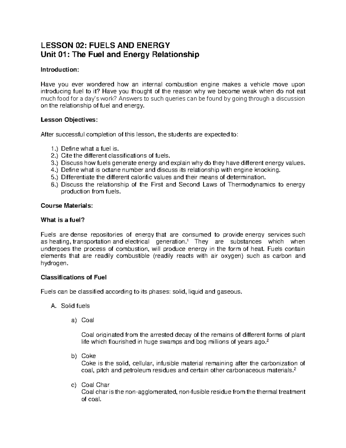 FUEL 101: Lesson 02 - Understanding Fuels and Energy Relationships ...