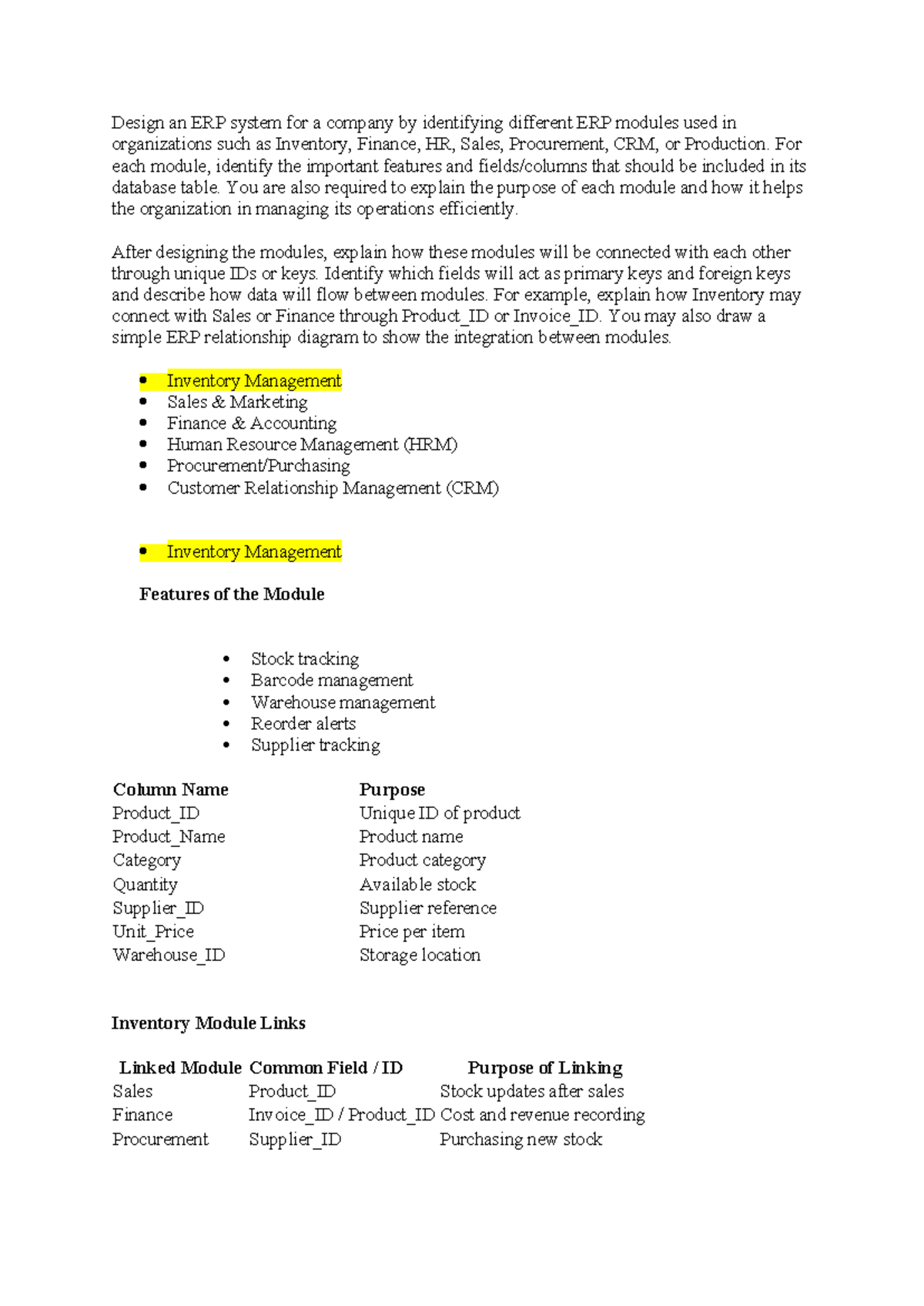 ERP System Design: Key Modules & Their Integration (Course Code: ERP101 ...