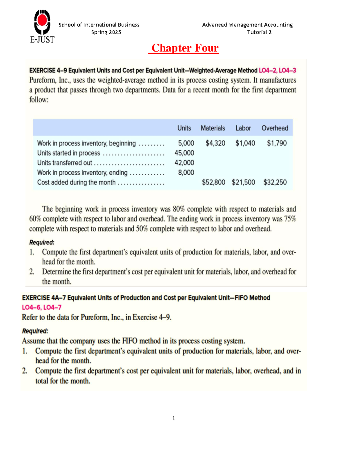 Advanced Management Accounting Tutorial 2 Solutions - Spring 2025 - Studocu