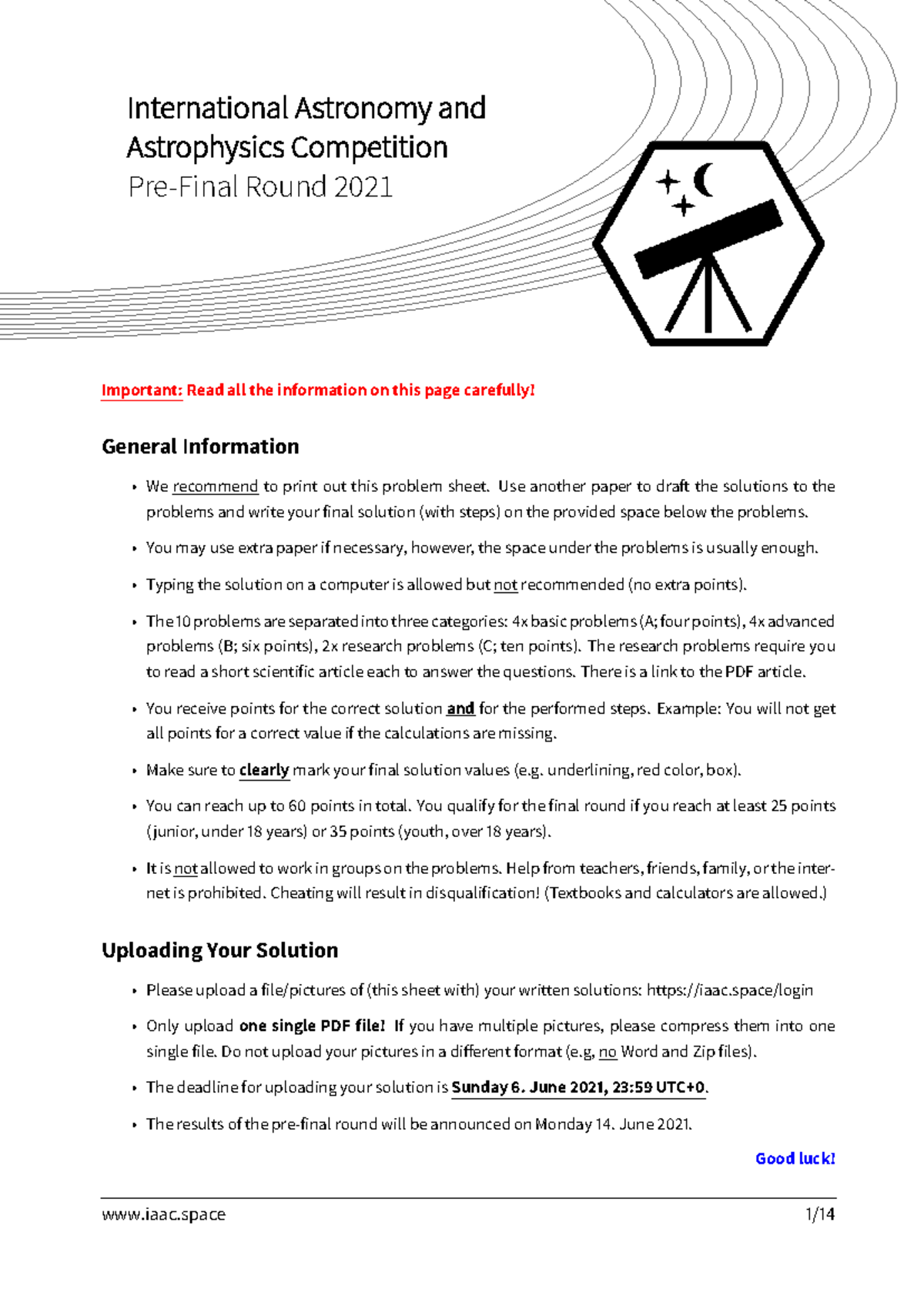 IAAC Pre-Final Round 2021: Key Information and Problem Overview - Studocu