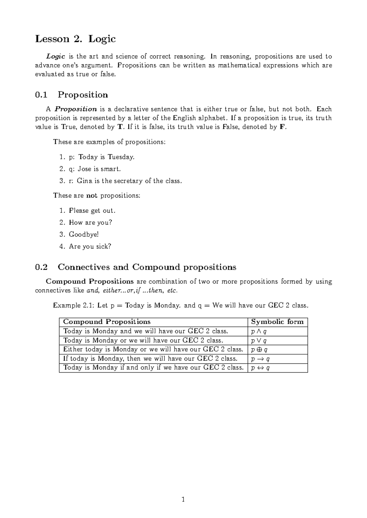 Lesson-2 - It's all about math - Lesson 2. Logic Logic is the art and ...