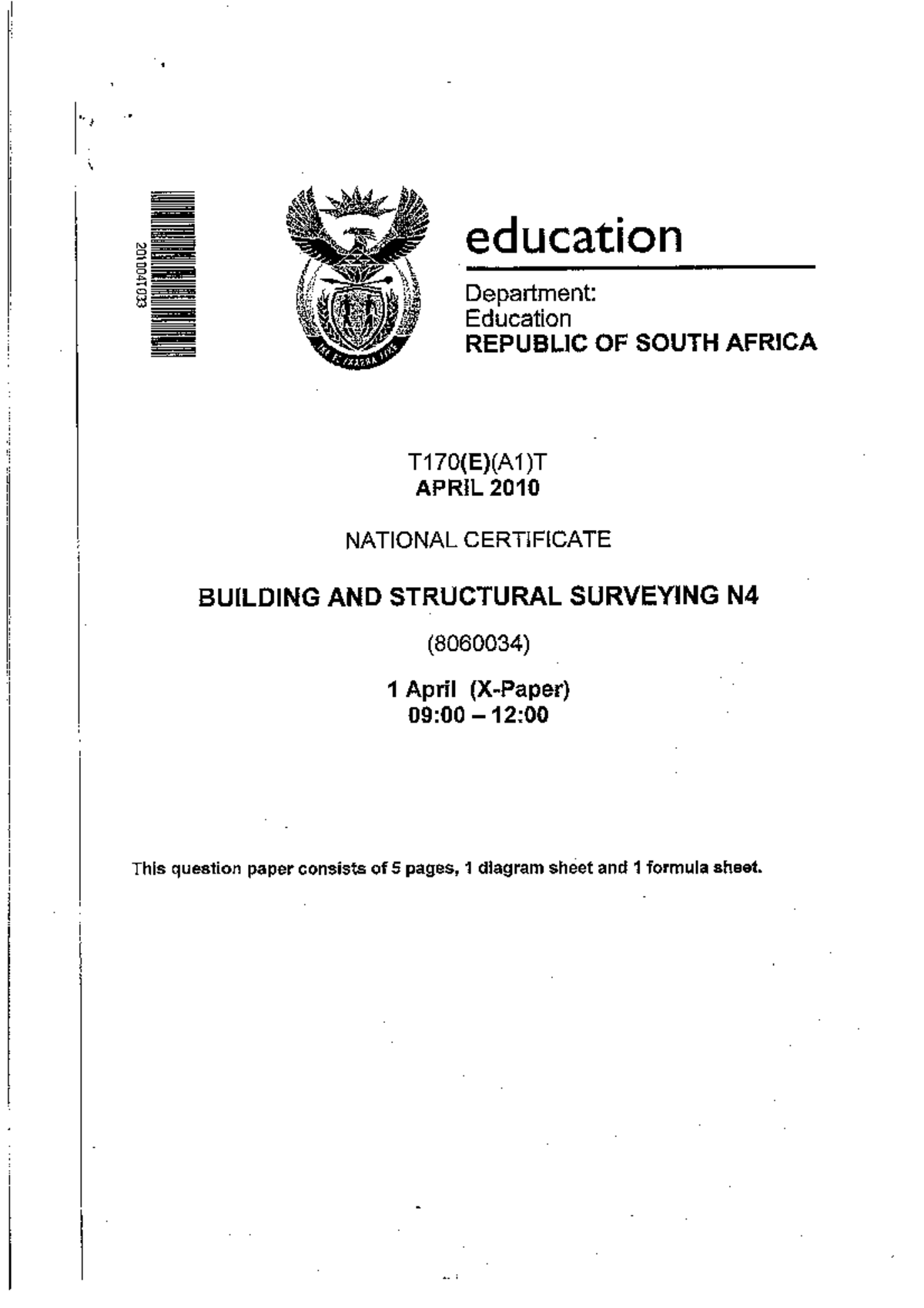 Building and Structural Surveying N4 April 2010 - education Department ...