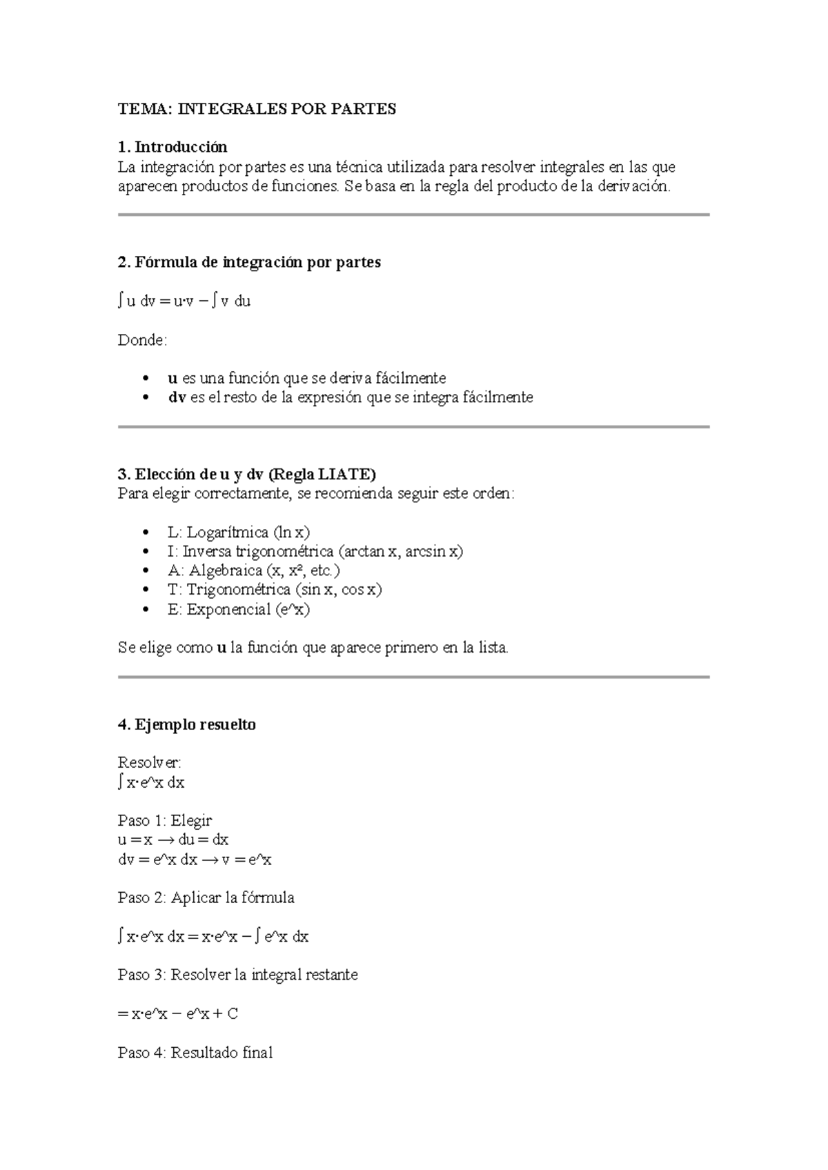 TEMA: Integrales por Partes - Apuntes Doc3 - Studocu