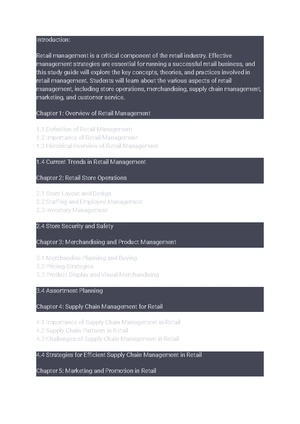 Retail Management - Study Notes & Assignments - Studocu