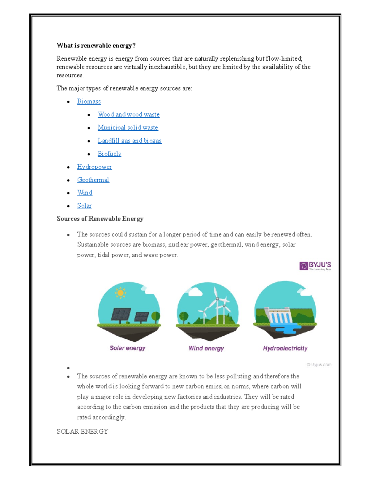 Res - unit 1 notes - What is renewable energy? Renewable energy is ...