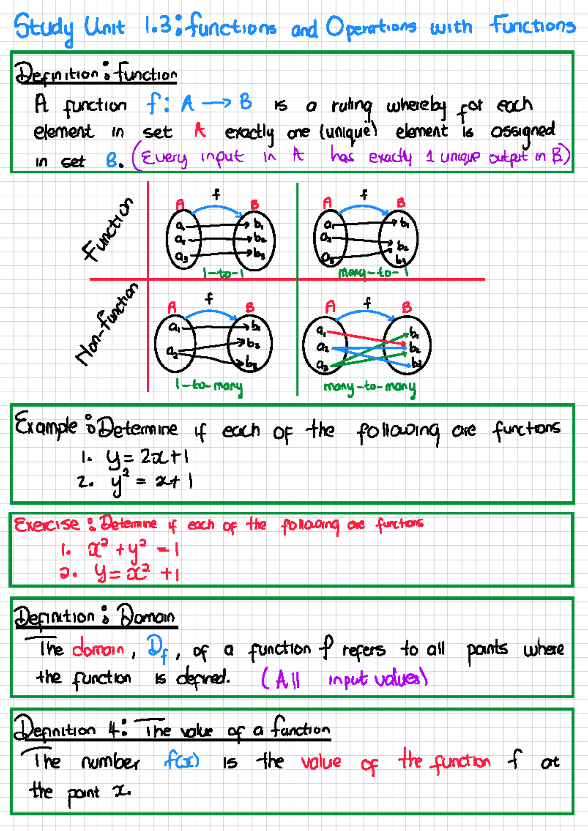 Study Unit 1.3: Functions and Operations with Functions - Studocu