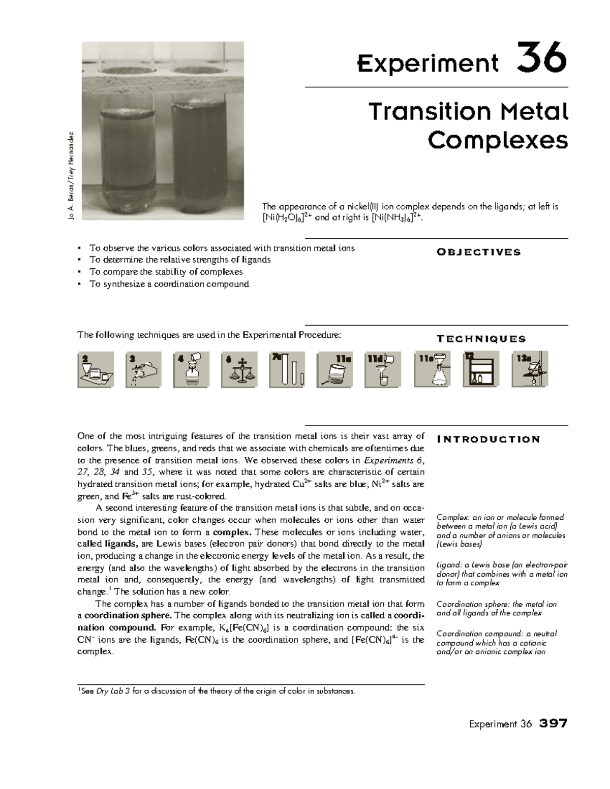 Experiment 36: Transition Metal Complexes and Ligand Interactions - Studocu