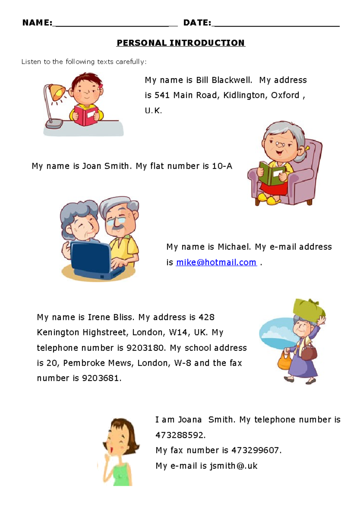Personal Introduction Revision Guide for ESL Learning - Studocu