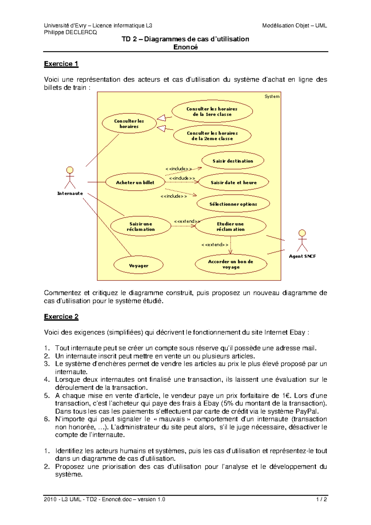 929604832010 l3 uml td2 enonce pdf - Université d’Evry – Licence ...