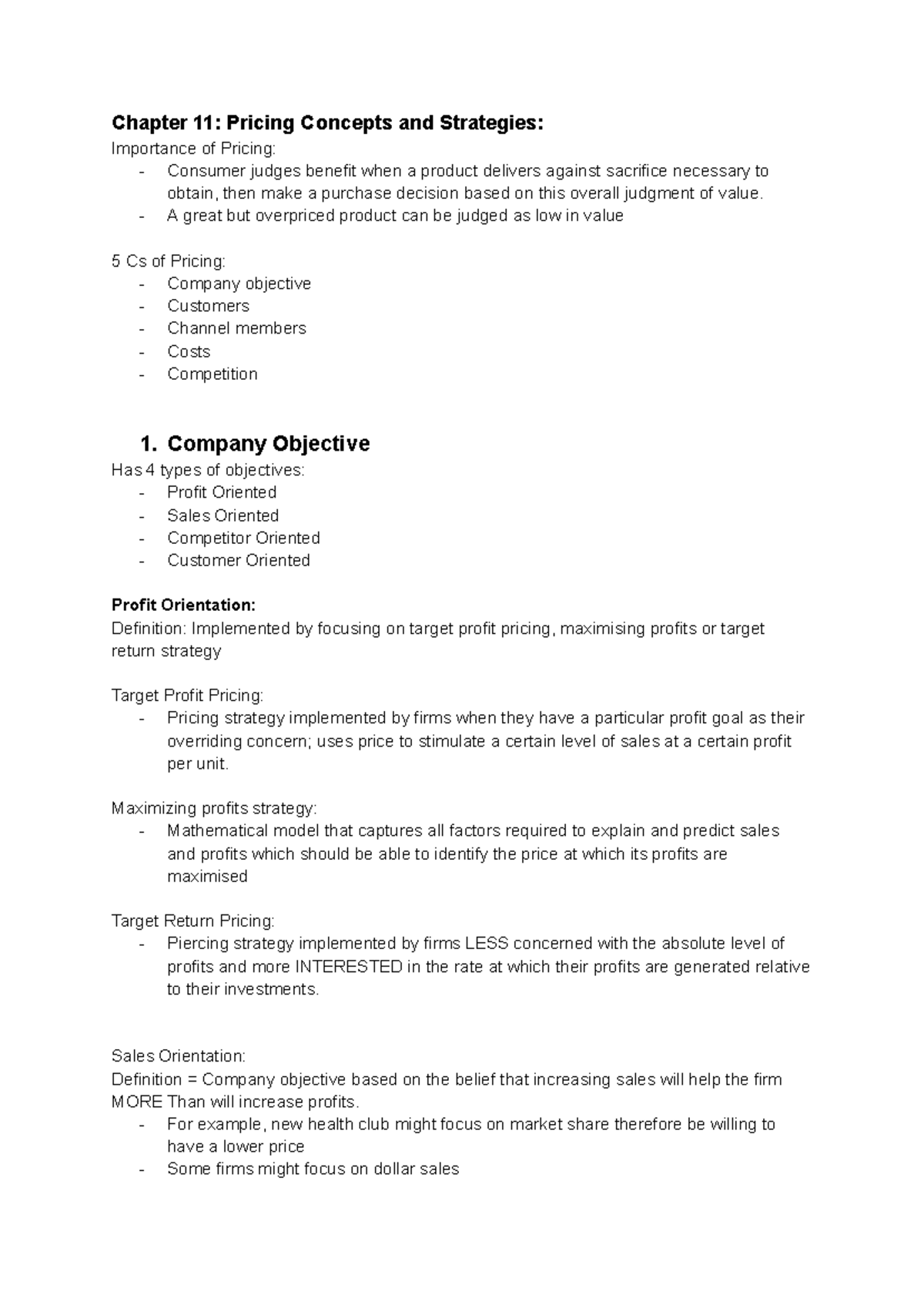 Marketing 2320: Chapter 11 - Pricing Concepts and Strategies - Studocu