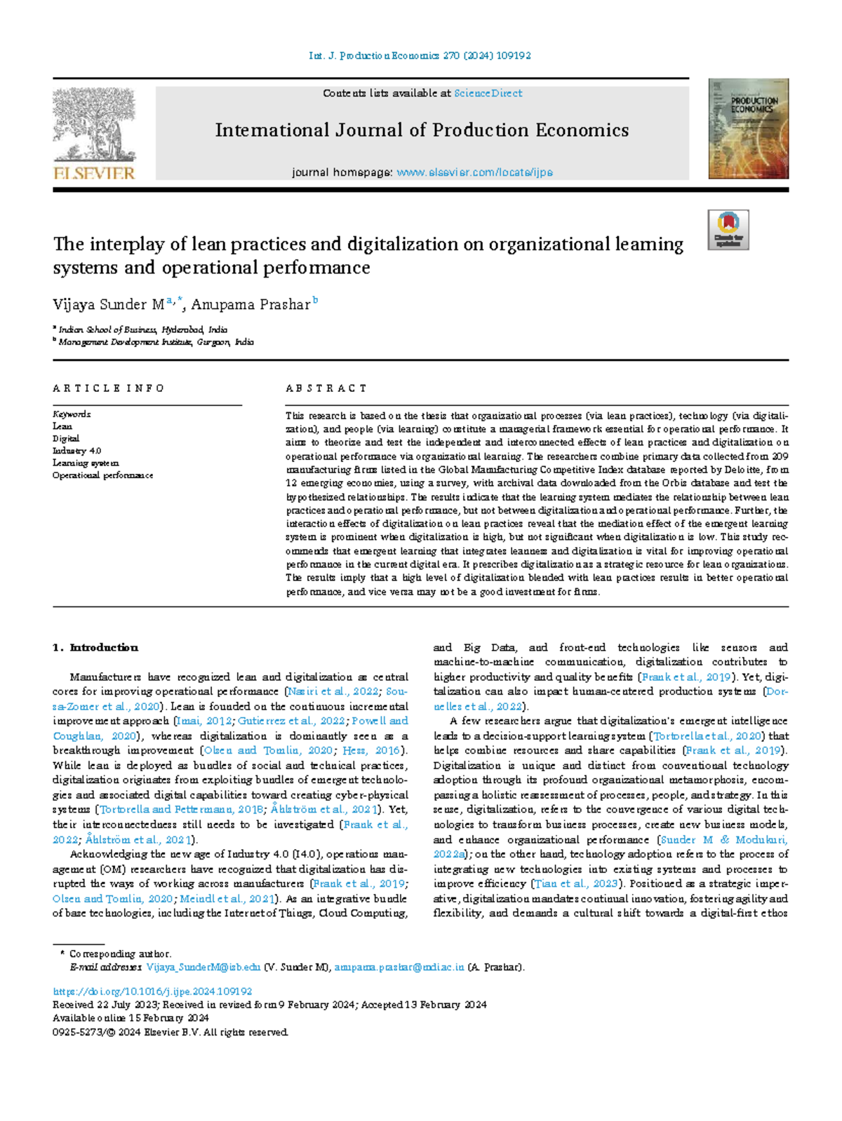 The Interplay of Lean Practices and Digitalization on Learning Systems ...