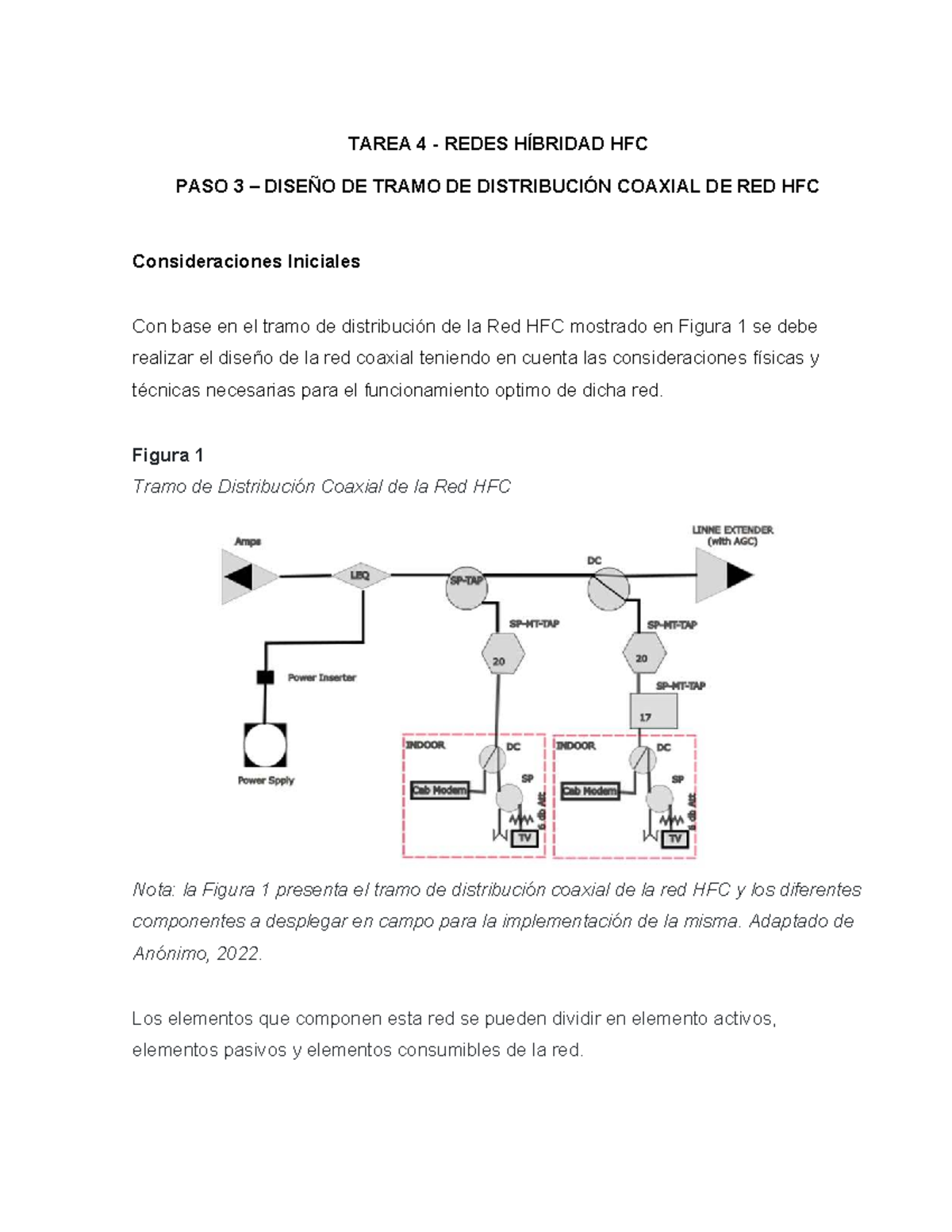 Paso 3 - Diseño Tramo de Distribución Coaxial de Red HFC - TAREA 4 ...