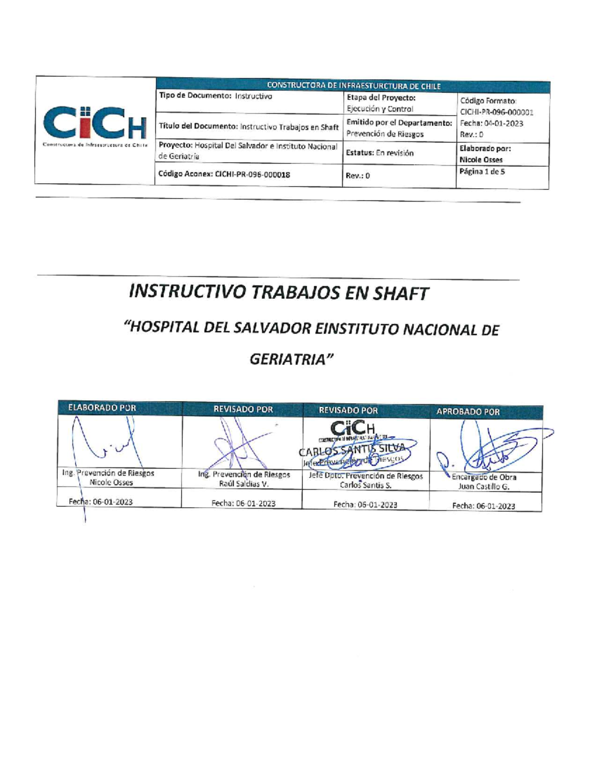 Instructivo CiCH-096-000018: Seguridad en Trabajos en Shaft - Studocu