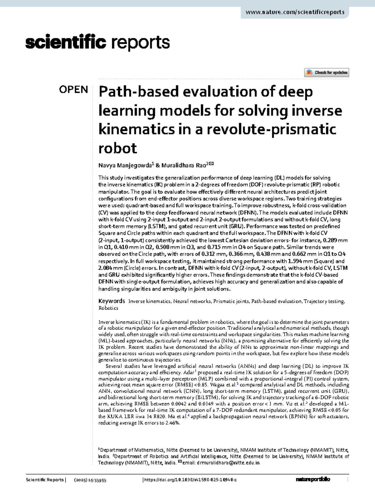 Evaluation of Deep Learning Models for Inverse Kinematics in Robotics ...