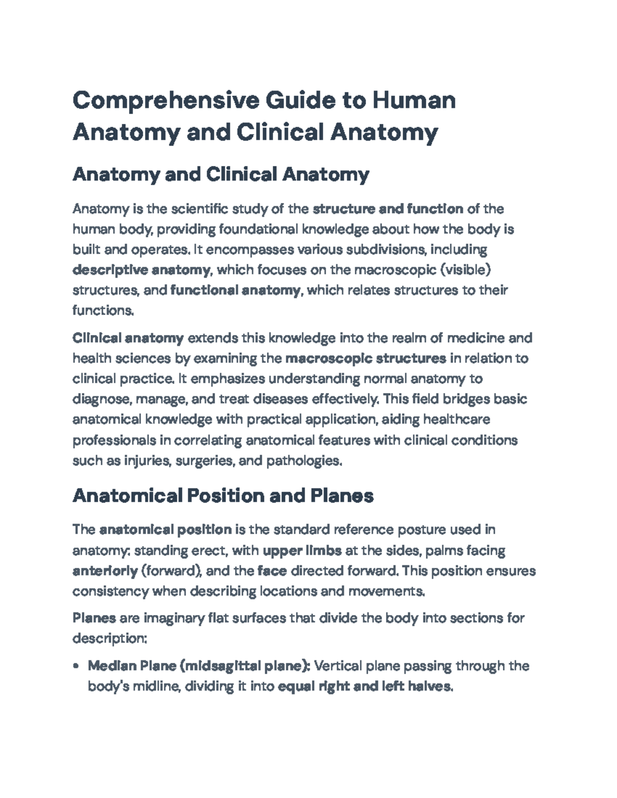 Comprehensive Guide to Human Anatomy (ANAT 101) - Studocu