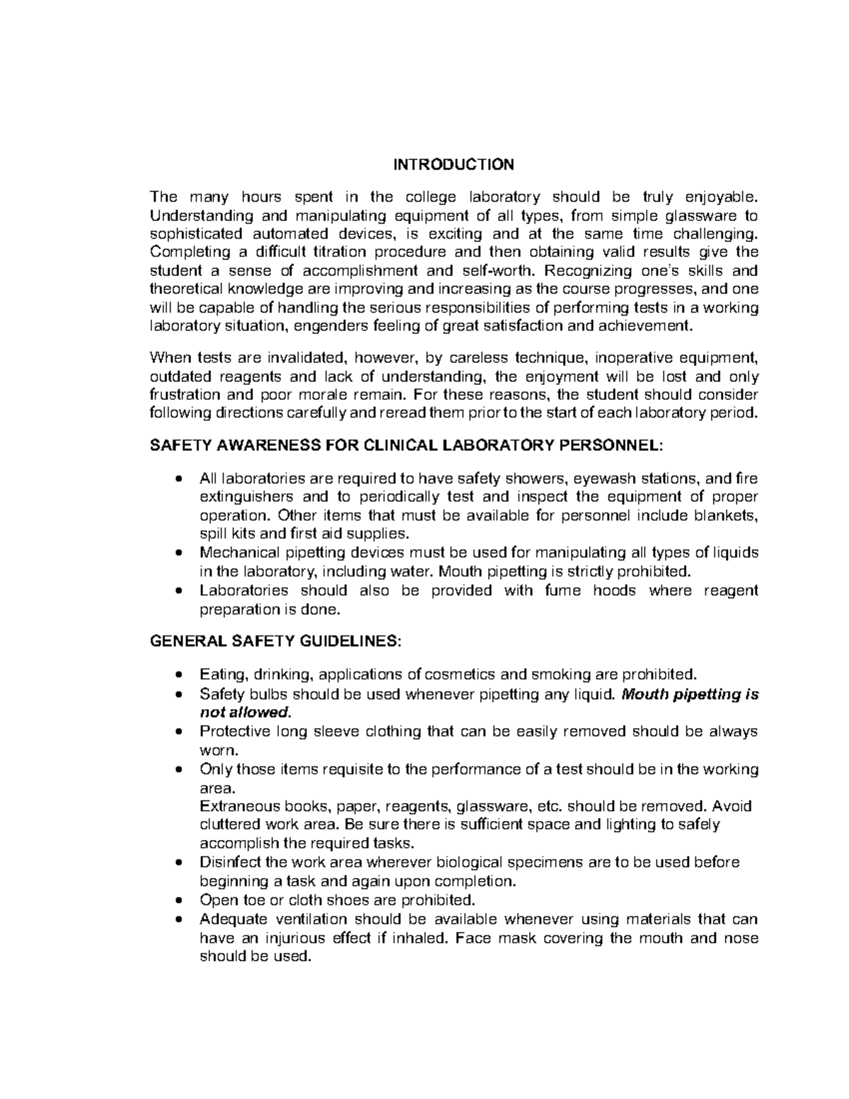 LAB SAFETY GUIDELINES & PROCEDURES (BIO 101) - Studocu