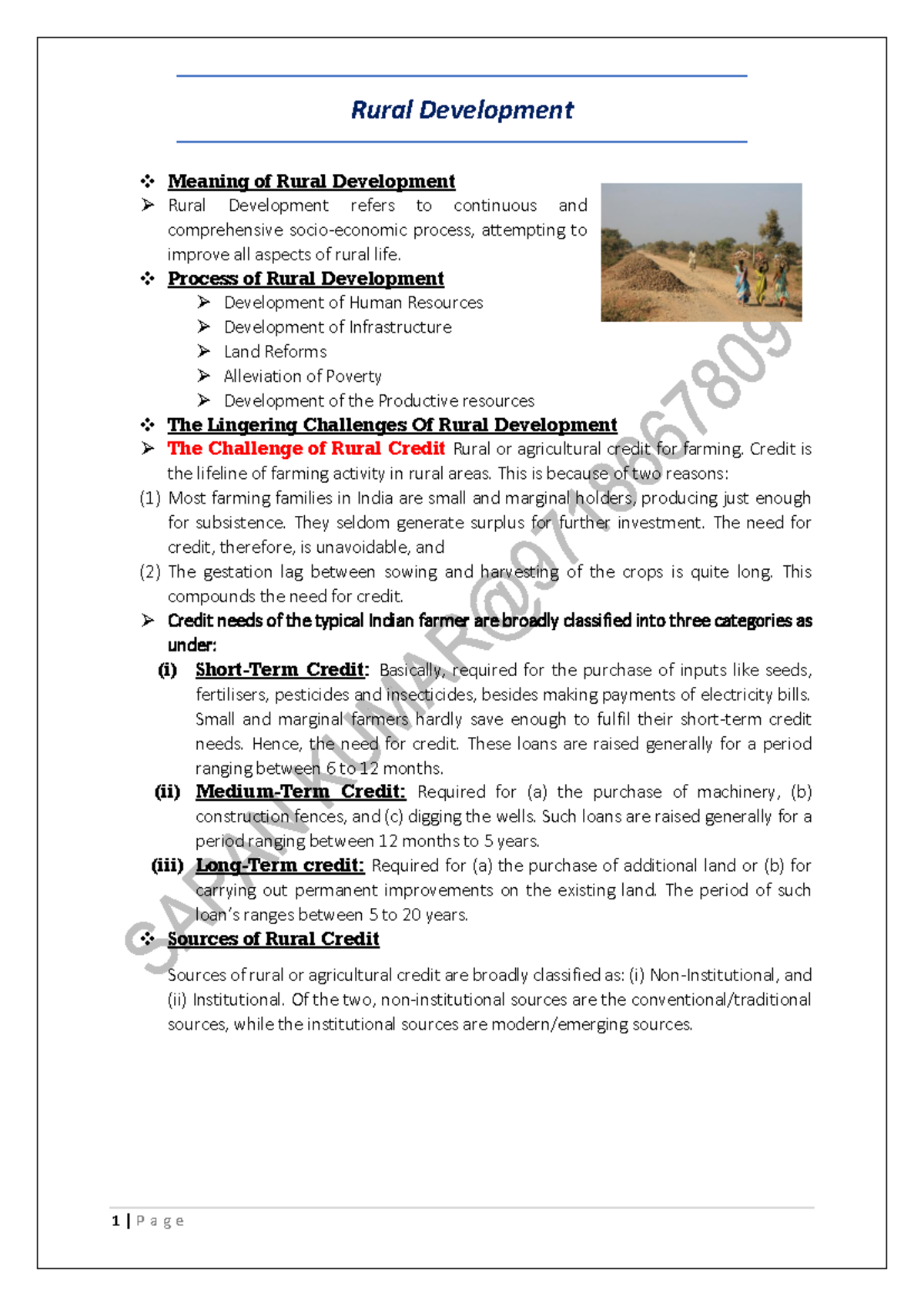 Rural Development Final PDF - Rural Development Meaning of Rural ...