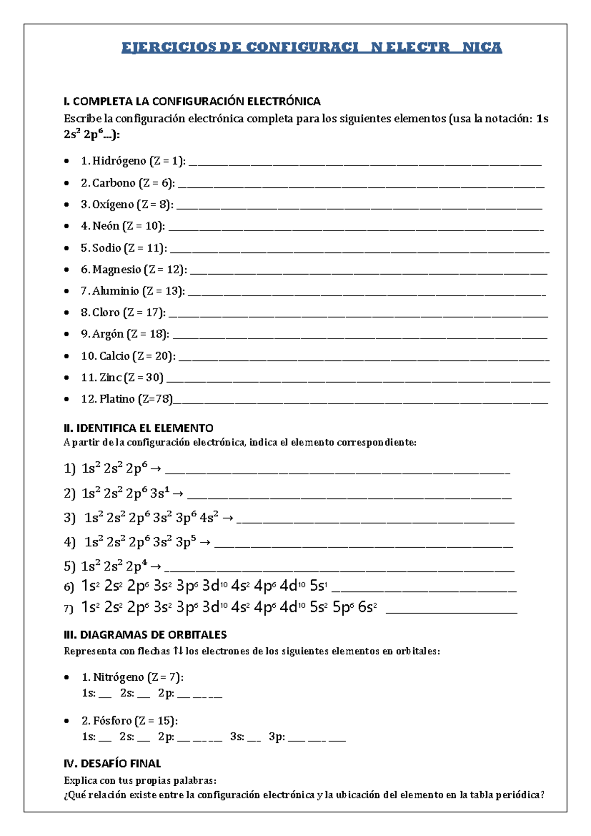 Ejercicios de Configuración Electrónica I: Completa y Analiza - Document Preview