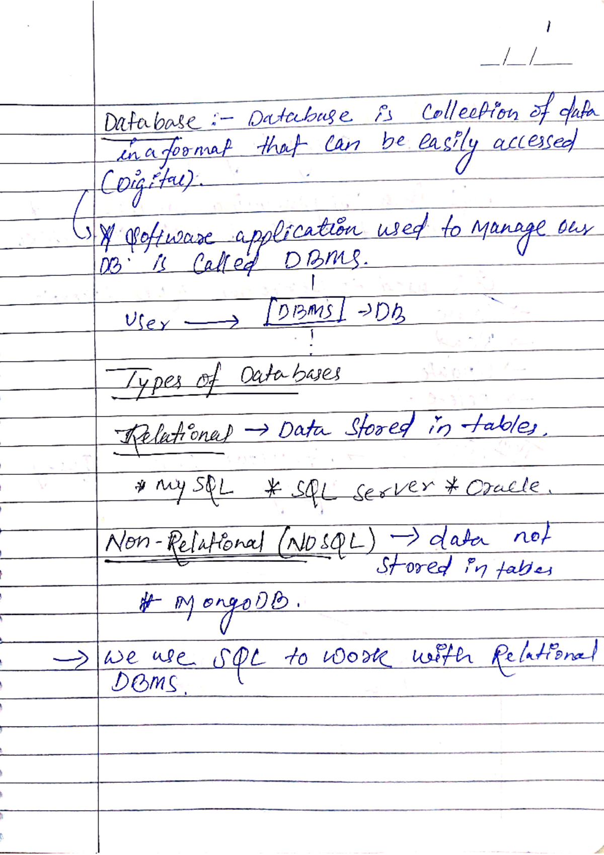 DBMS notes of lecture - Database: Database is collection of data in a ...