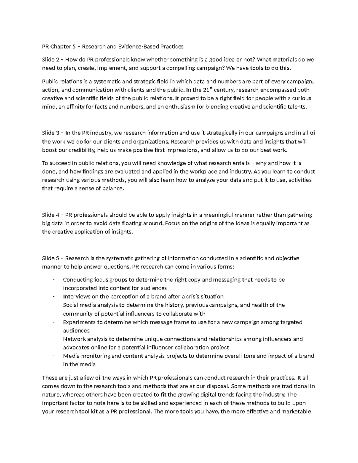 PR Chapter 5: Research Methods and Practices in Public Relations - Studocu