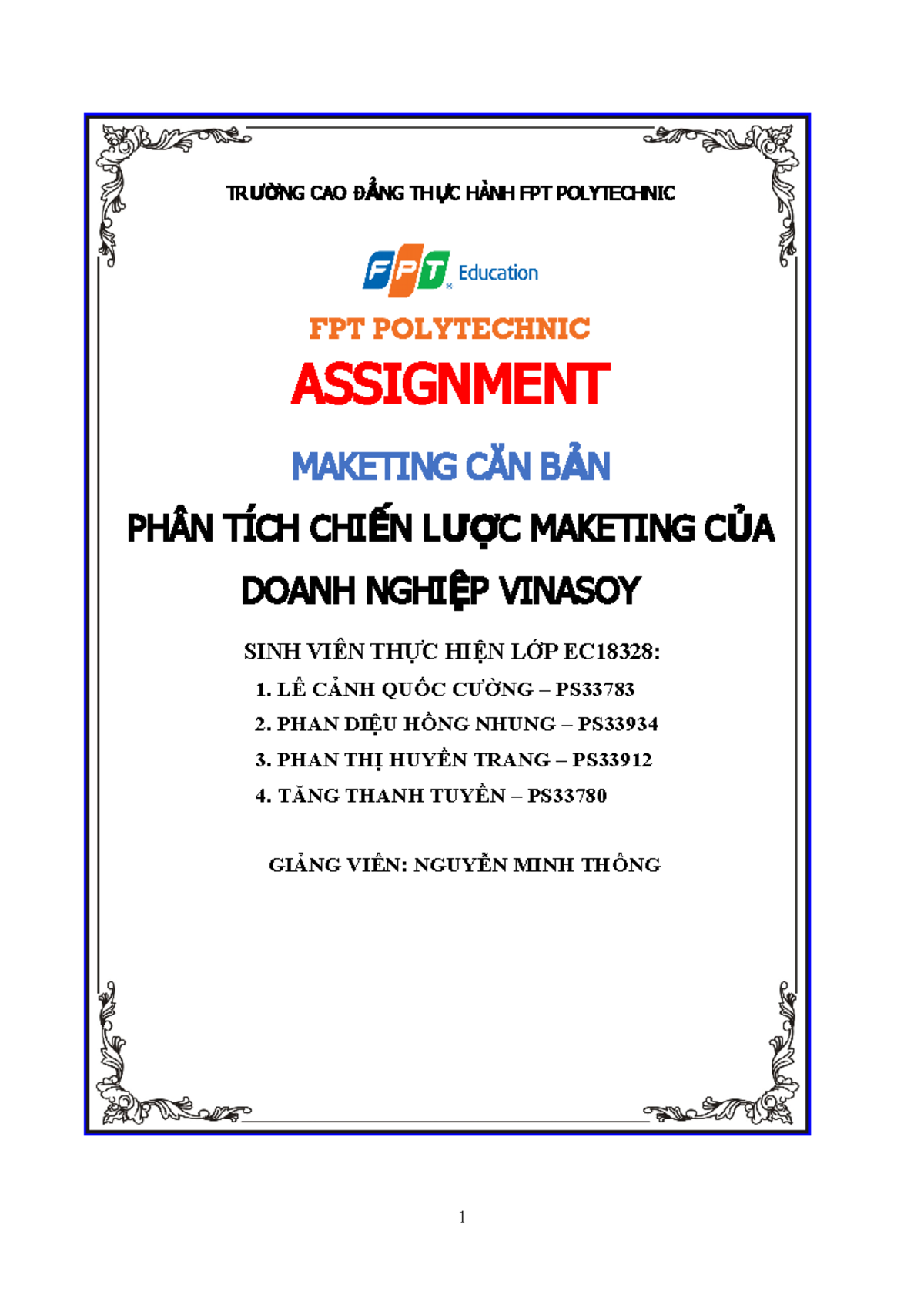 Marketing-NHÓM-2 - Marketing - TR ƯỜNG CAO Đ ẲNG TH ỰC HÀNH FPT ...