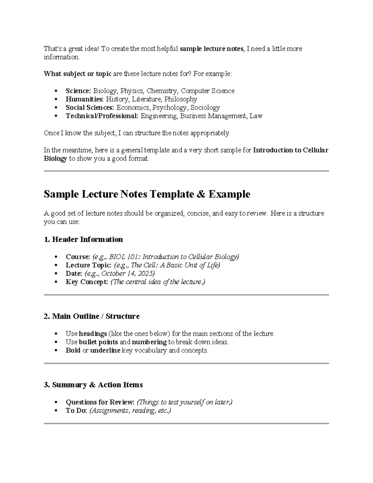 BIOL 101: Sample Lecture Notes on Cellular Biology - Studocu