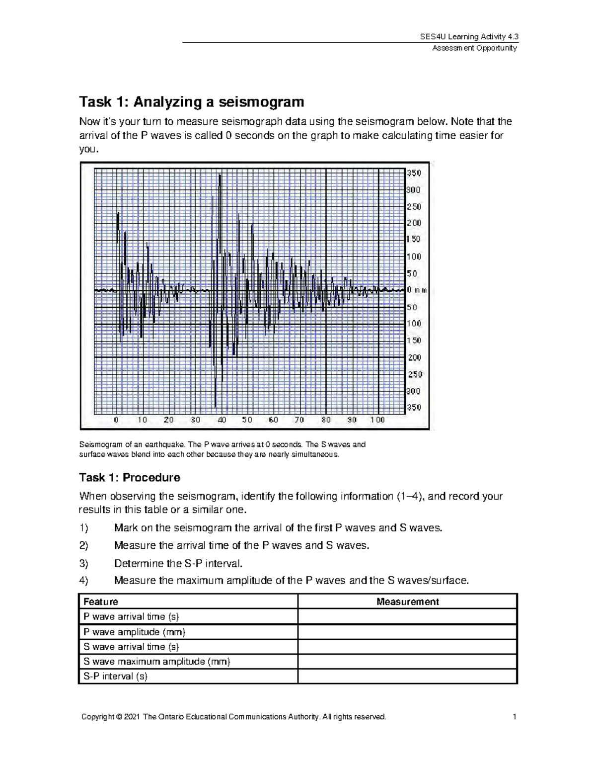 SES4U Learning Activity 4.3: Seismogram Analysis & Earthquake ...