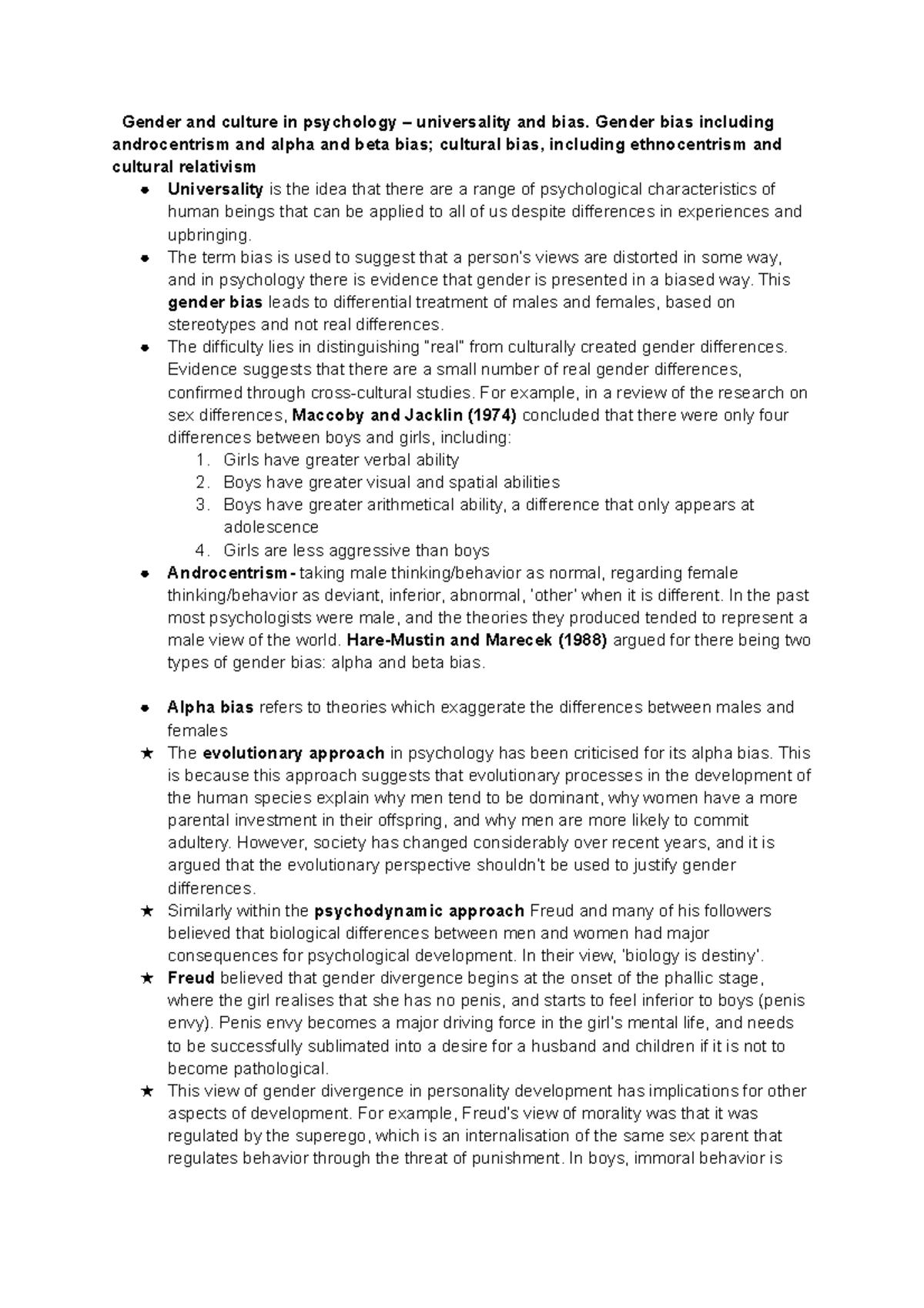 Issues and Debates in Gender and Culture in Psychology (PSY220) - Studocu