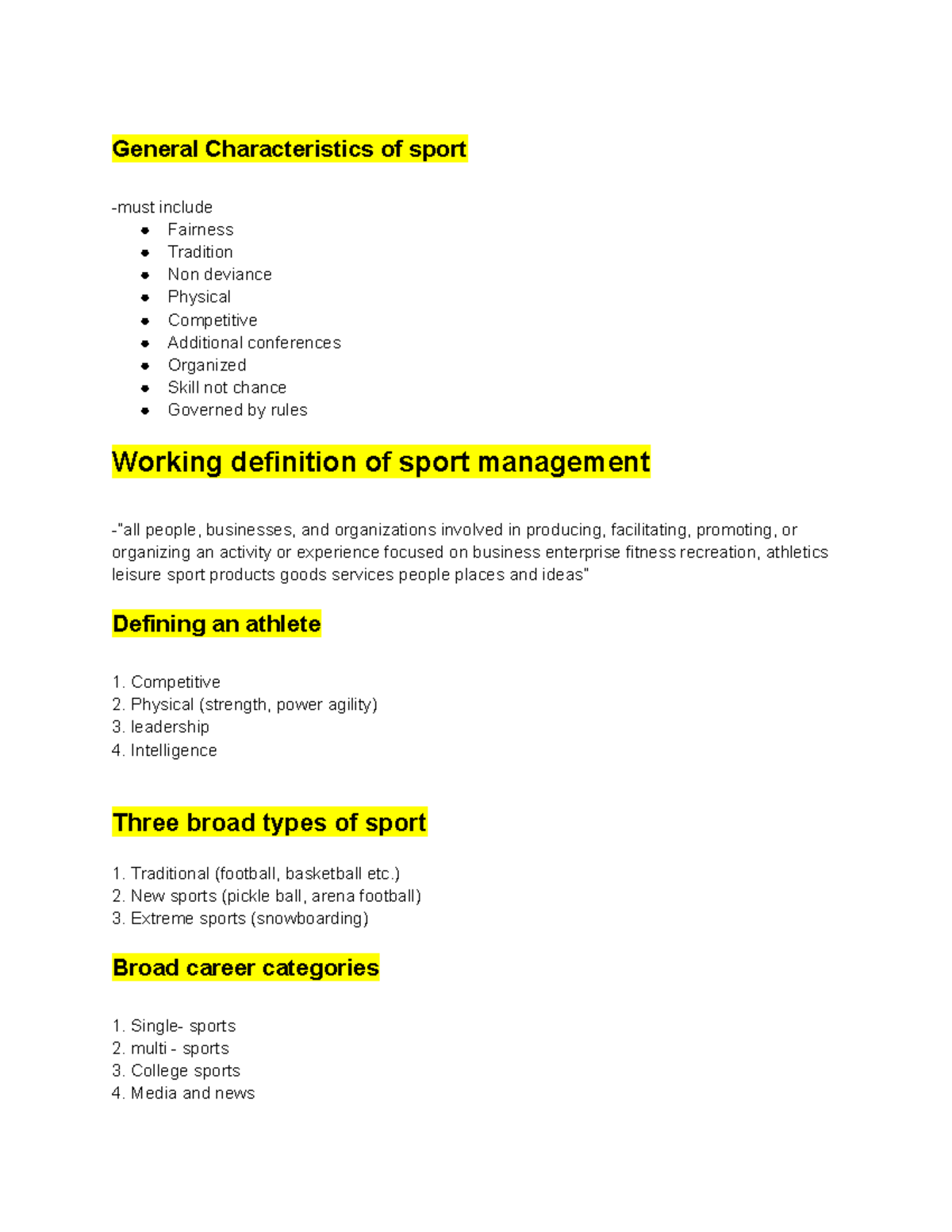 Sport Management Notes: Key Concepts & Career Insights (SM 101) - Studocu