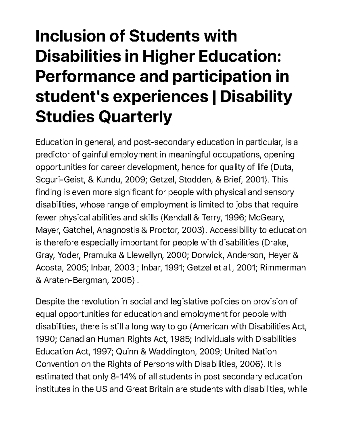 Inclusion of Students with Disabilities in Higher Ed: Insights from ...