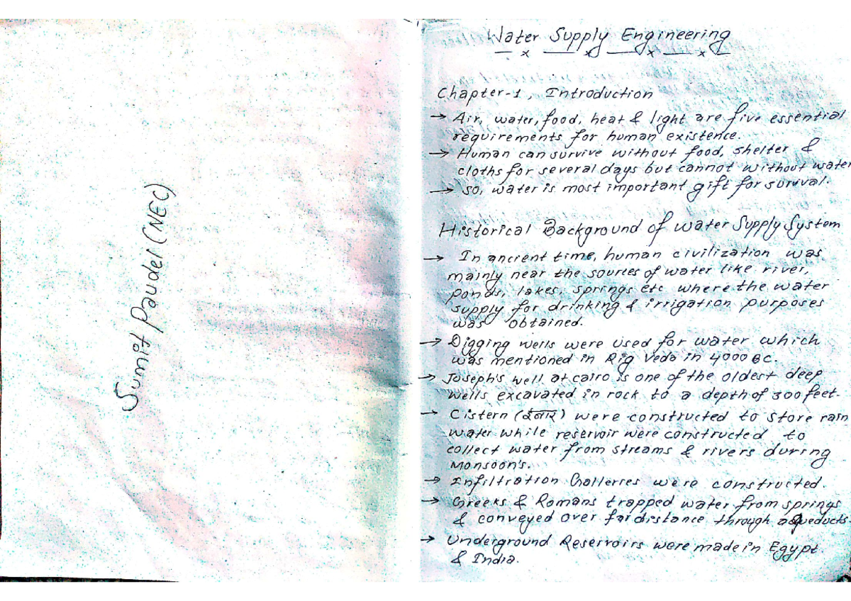 Water Supply Engineering Notes (NEC) - Comprehensive Overview - Studocu